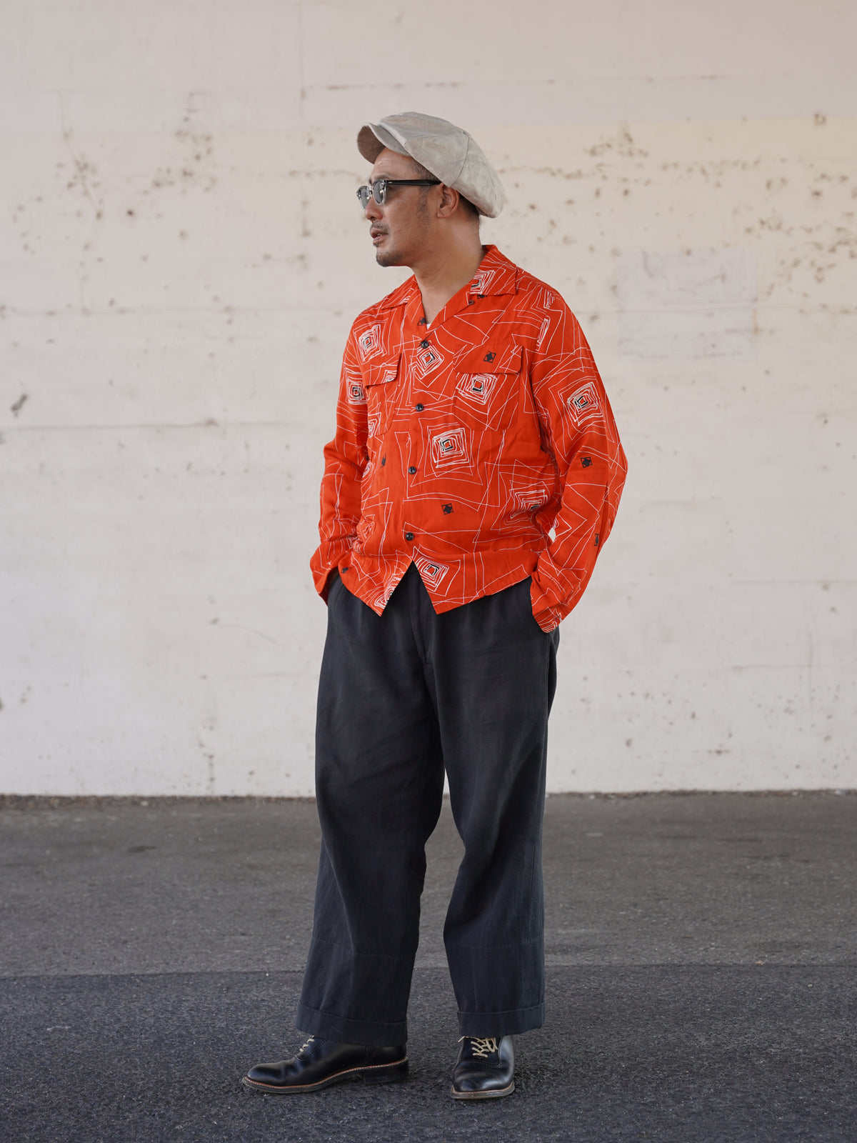 #270125 1950s Rayon L/S Shirt - Atomic Square