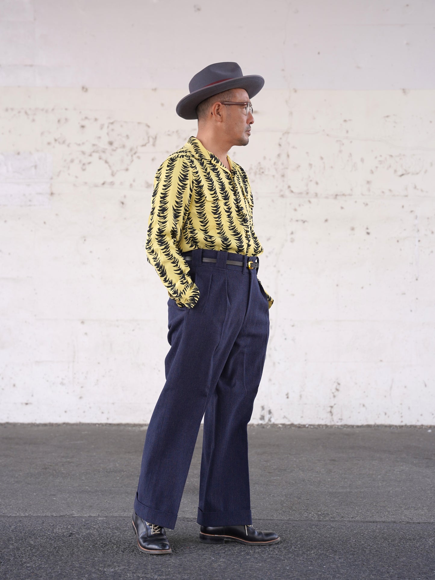 #260135 1950s Long-sleeved Shirt - Tiger striped