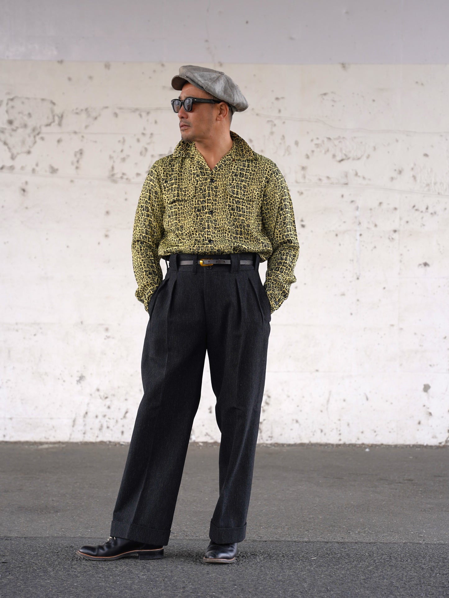 #260136 1950s L/S Shirt - Croco print