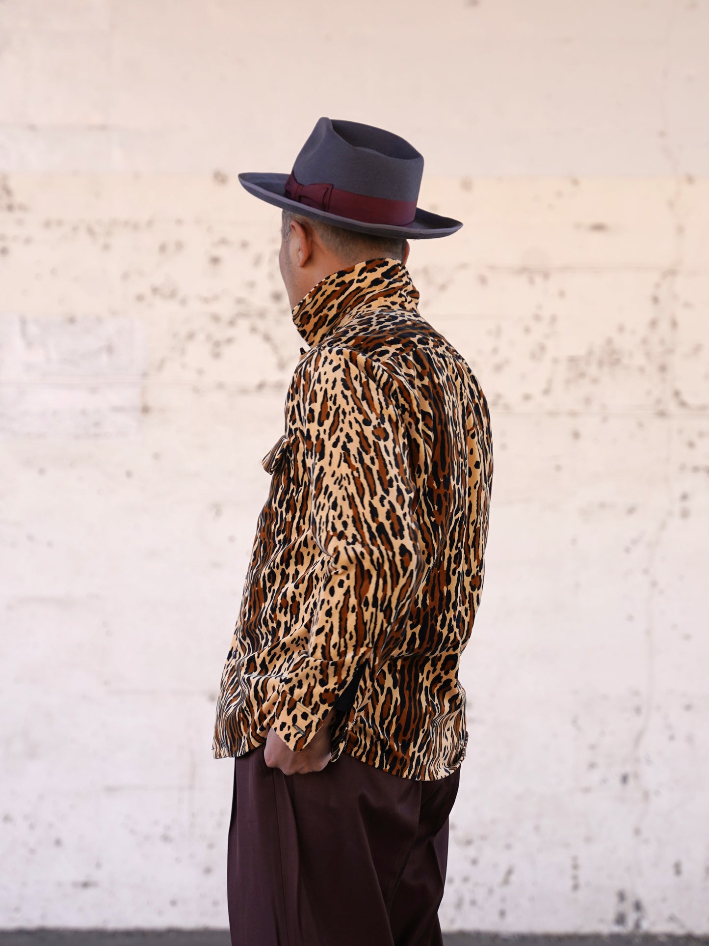 #260143 1950s Long-Sleeve Flannel Shirt - Leopard