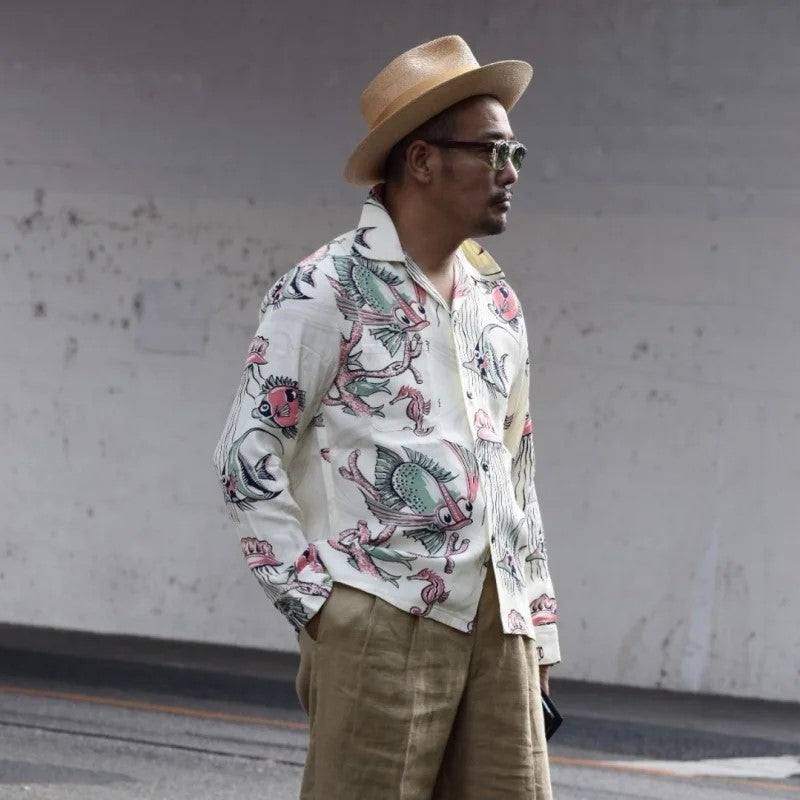 #280 1950s Rayon L/S Shirt