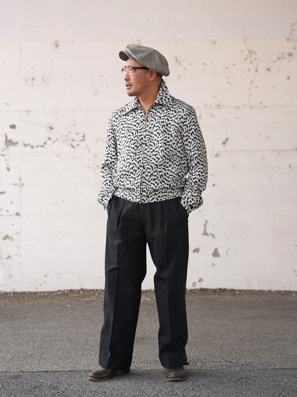 #270408 1950s Leopard Pattern Gabardine Jacket