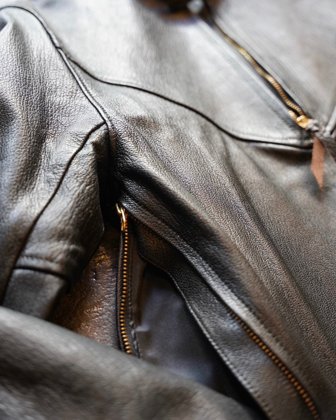 #425 1940s Leather Pullover Jacket