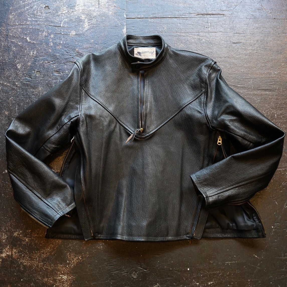 #425 1940s Leather Pullover Jacket