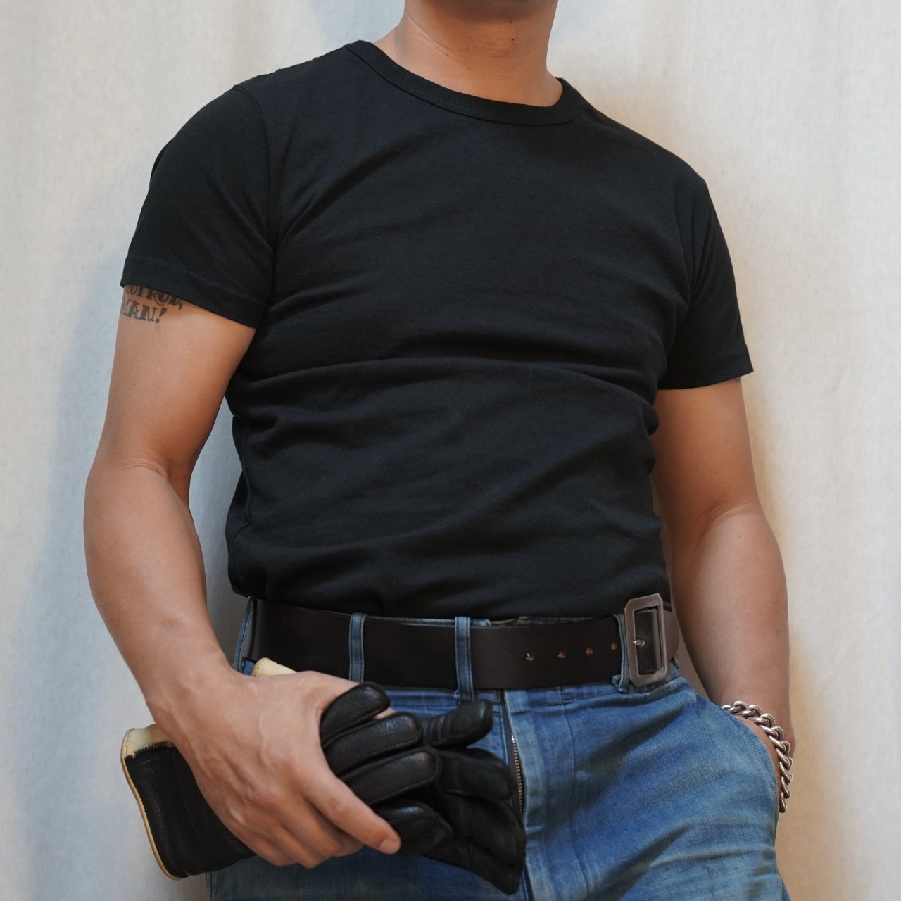 #522 1950s Cotton T-shirt / Black