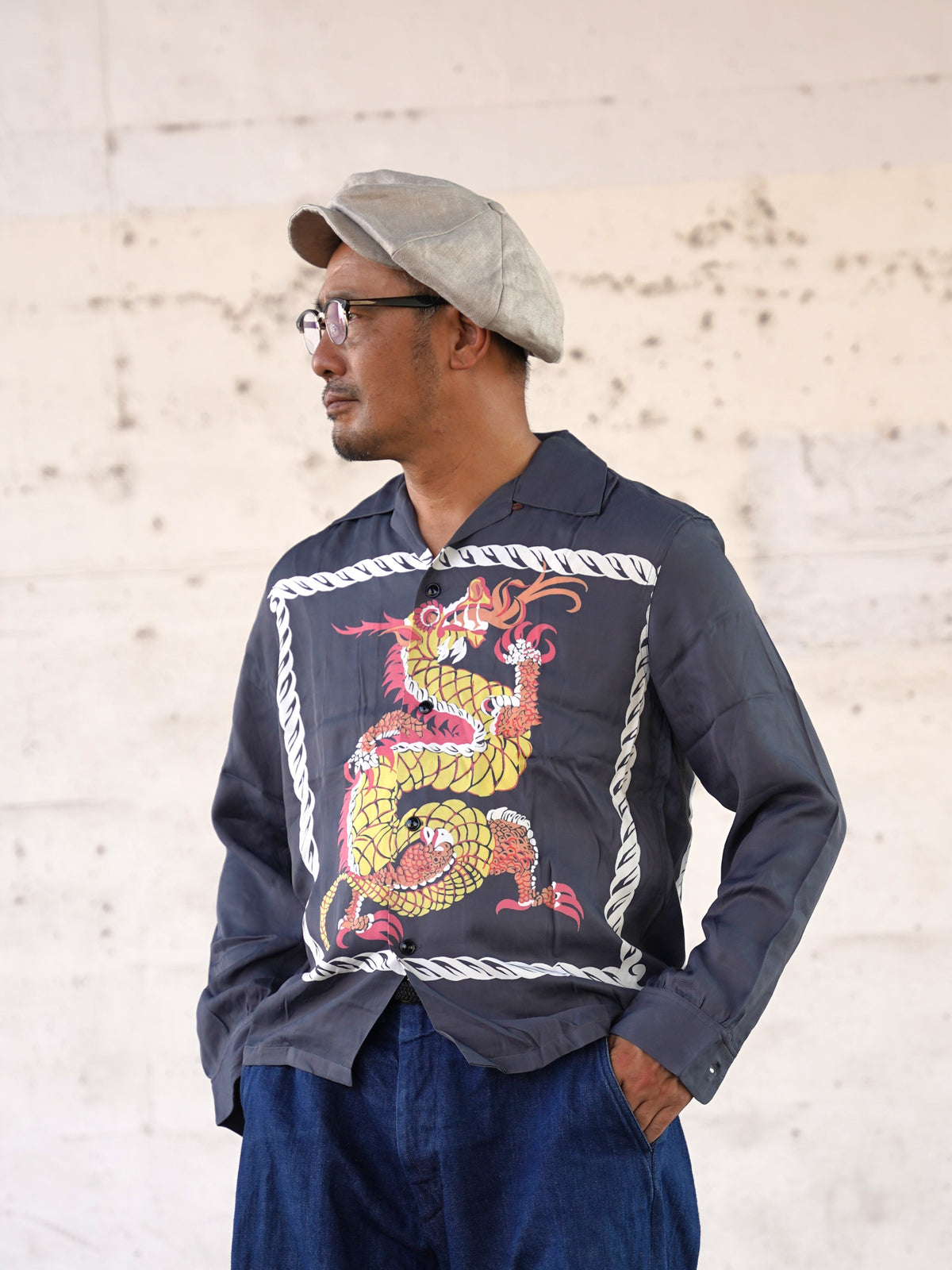 #270103 1950s Rayon L/S Shirt - Dragon
