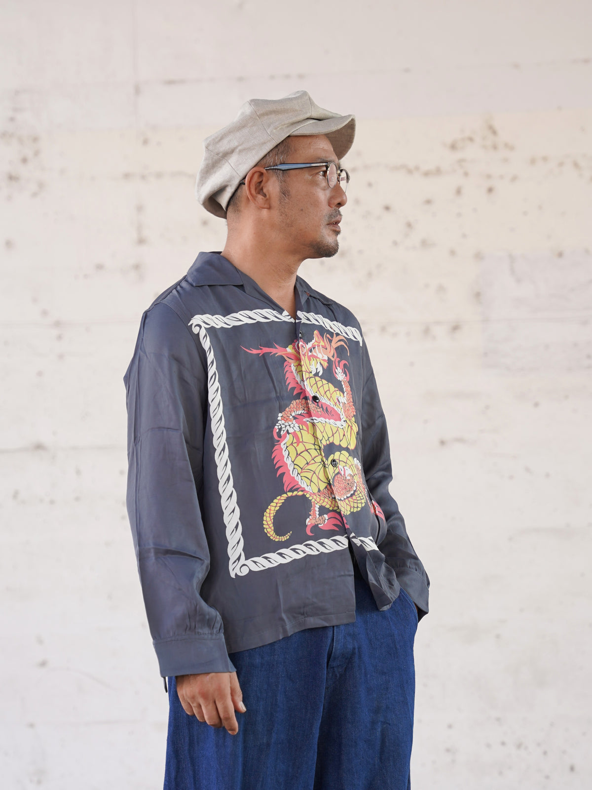 #270103 1950s Rayon L/S Shirt - Dragon