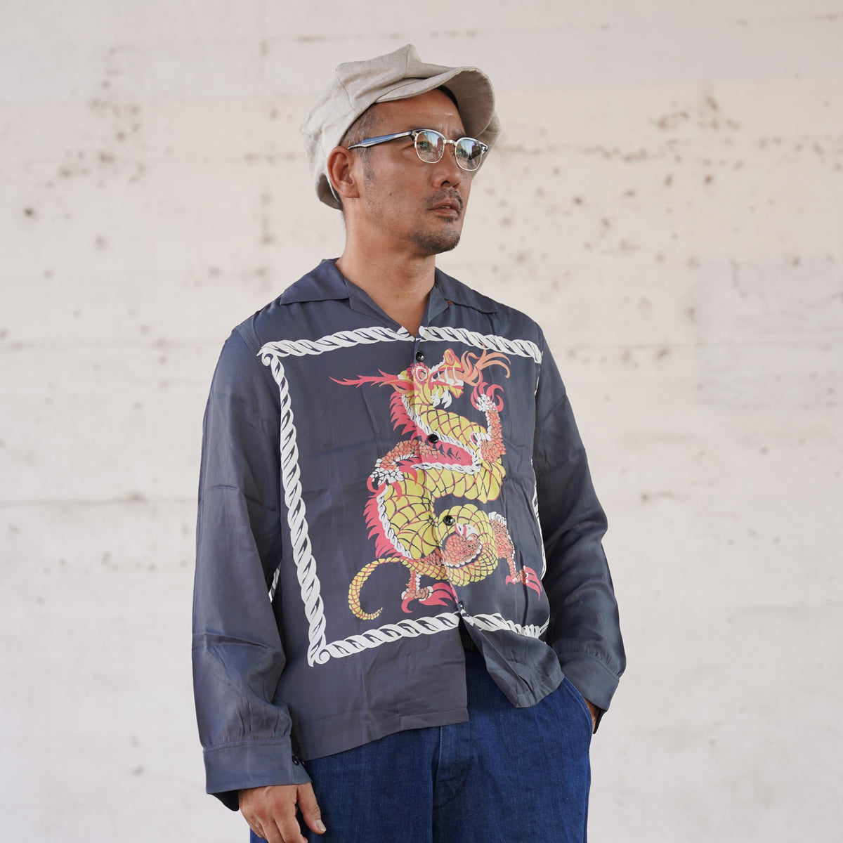 #270103 1950s Rayon L/S Shirt - Dragon