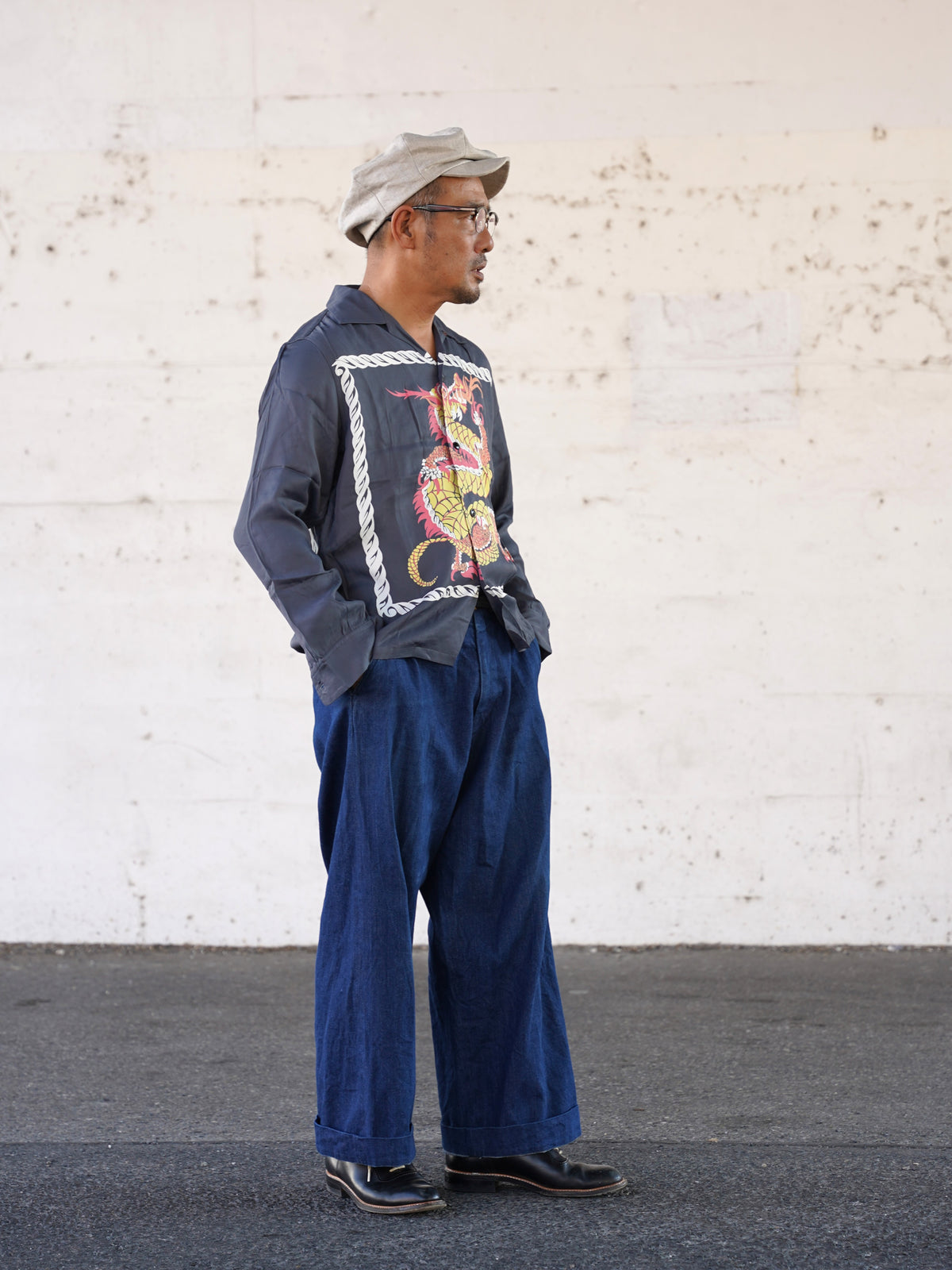 #270103 1950s Rayon L/S Shirt - Dragon