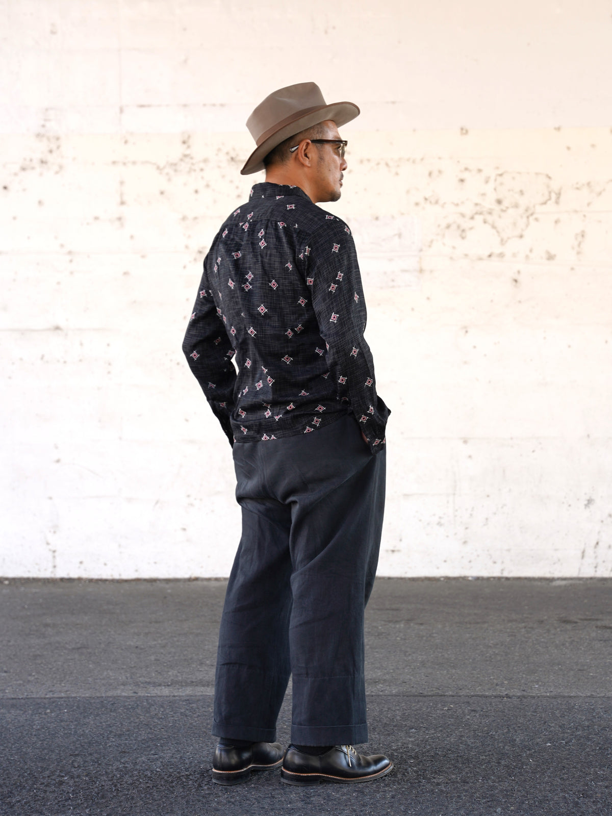 #270105 1950s Rayon L/S Shirt - Atomic Geometric