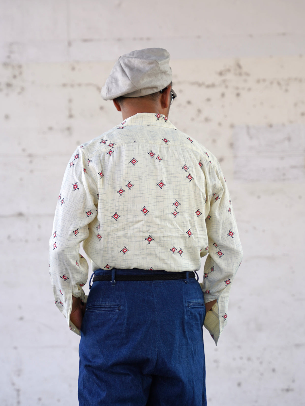 #270105 1950s Rayon L/S Shirt - Atomic Geometric
