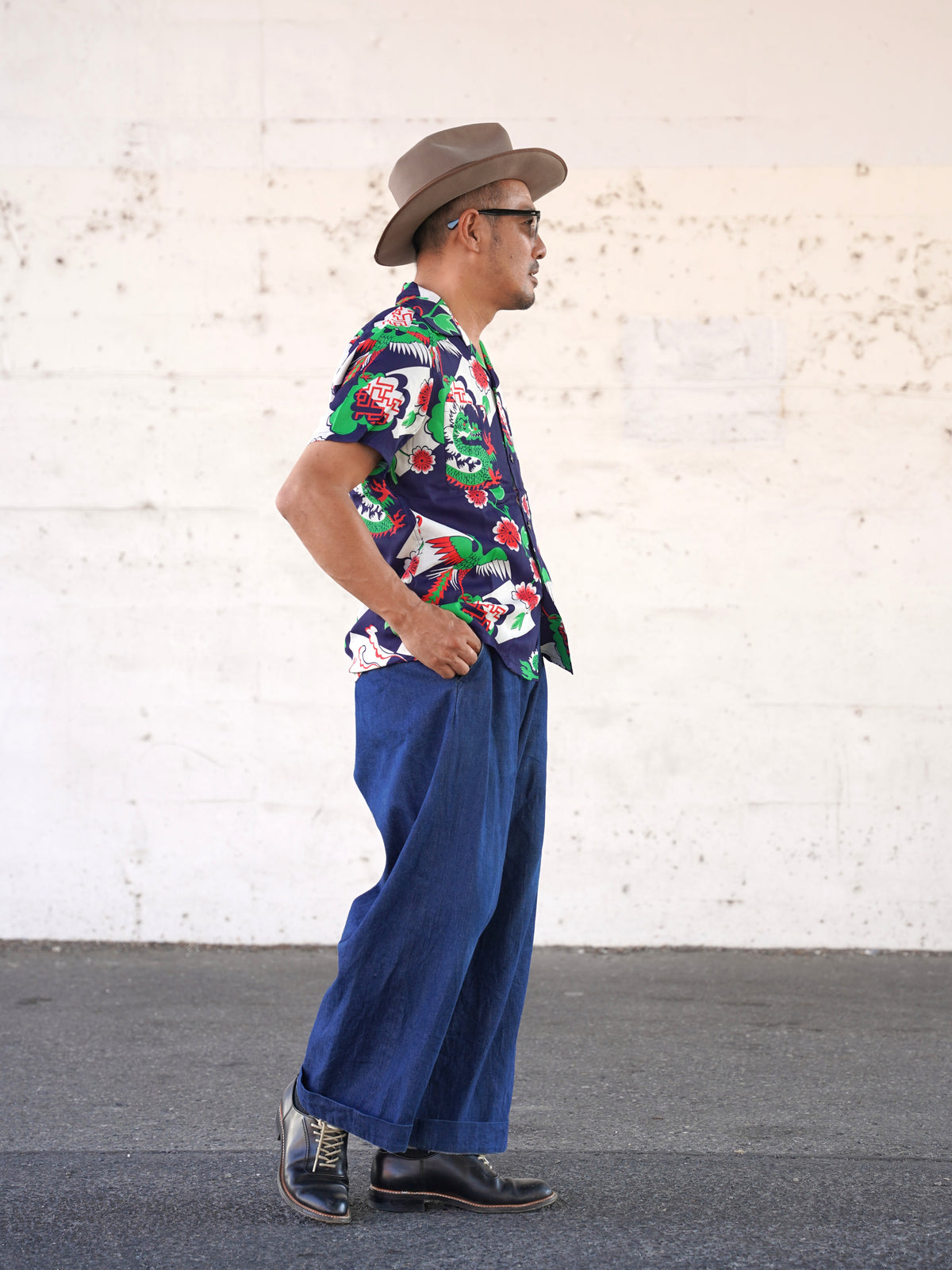#270110 1950s Oriental Dragon Rayon S/S Shirt