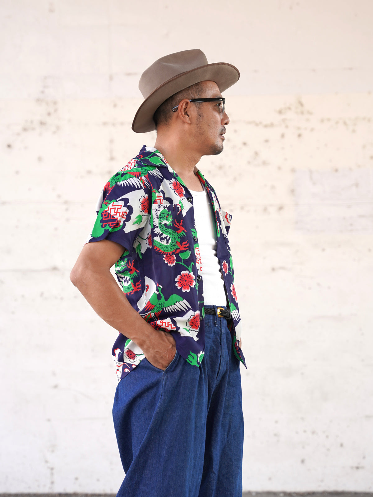 #270110 1950s Oriental Dragon Rayon S/S Shirt