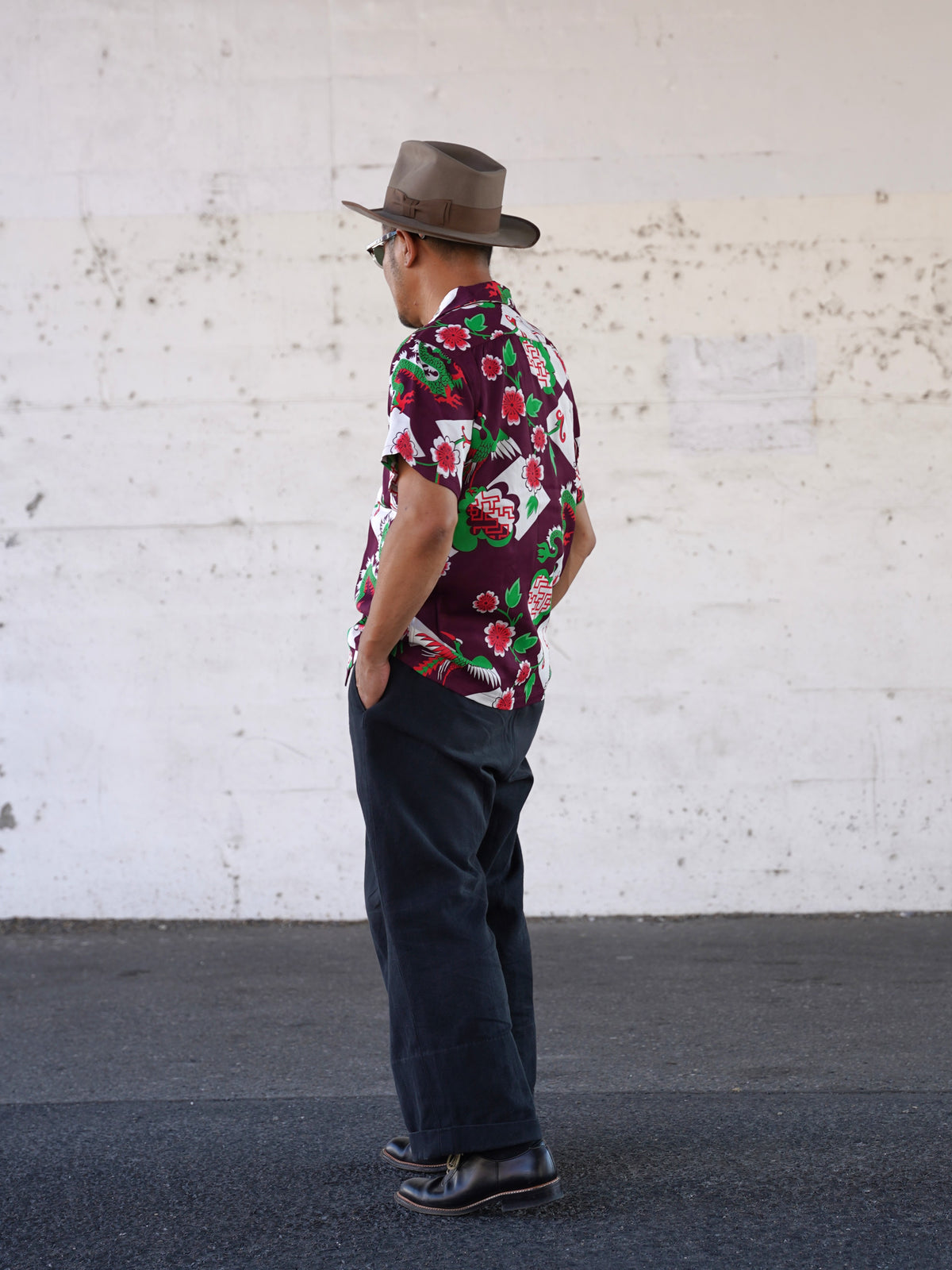 #270110 1950s Oriental Dragon Rayon S/S Shirt
