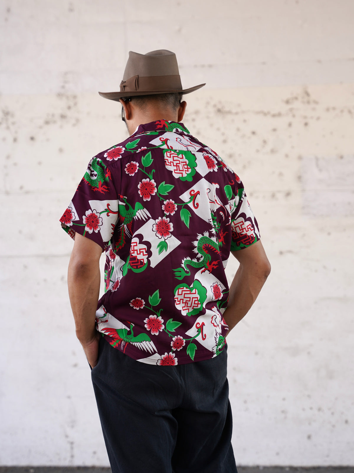#270110 1950s Oriental Dragon Rayon S/S Shirt