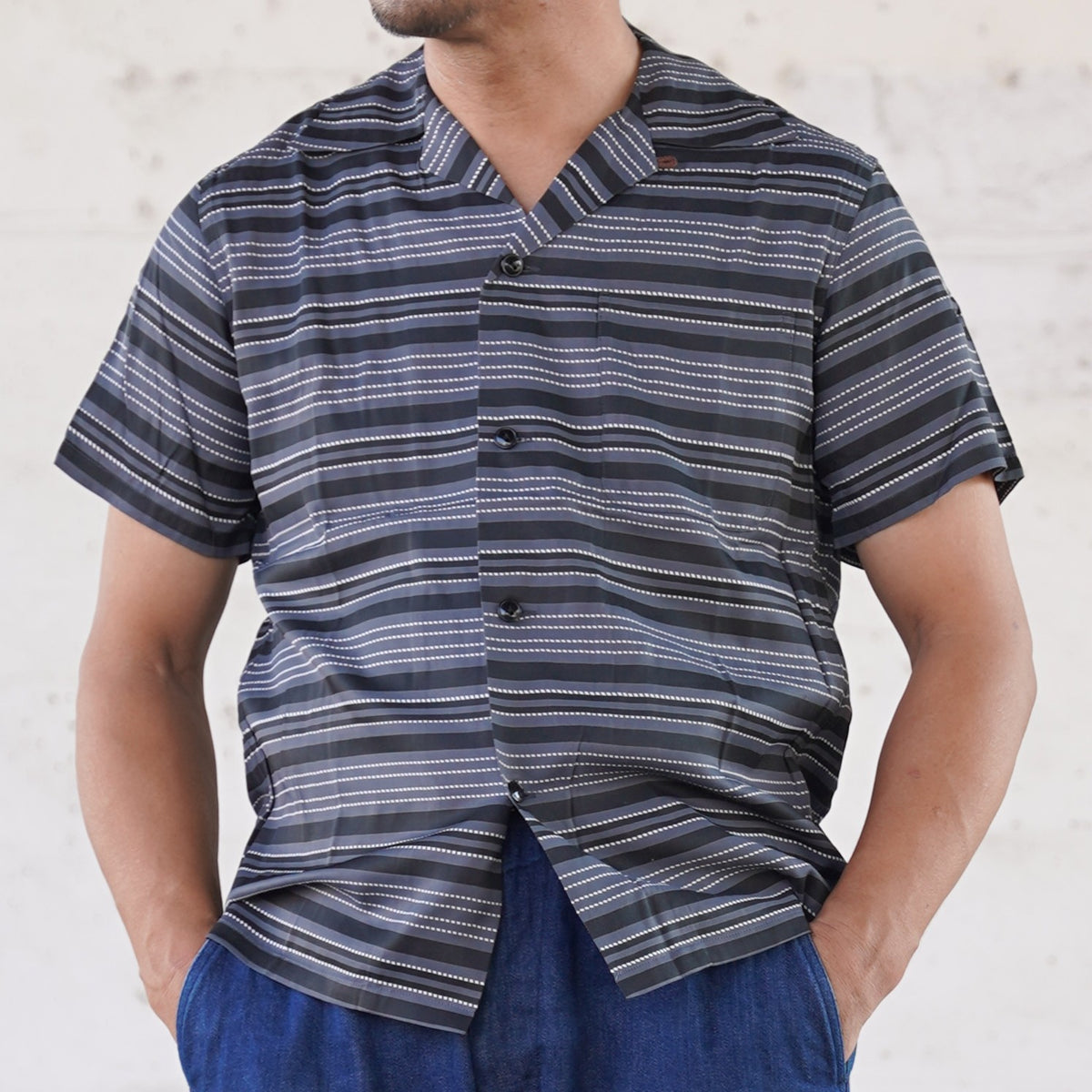 #270111 1950s Rayon Multi Stripe S/S Shirt