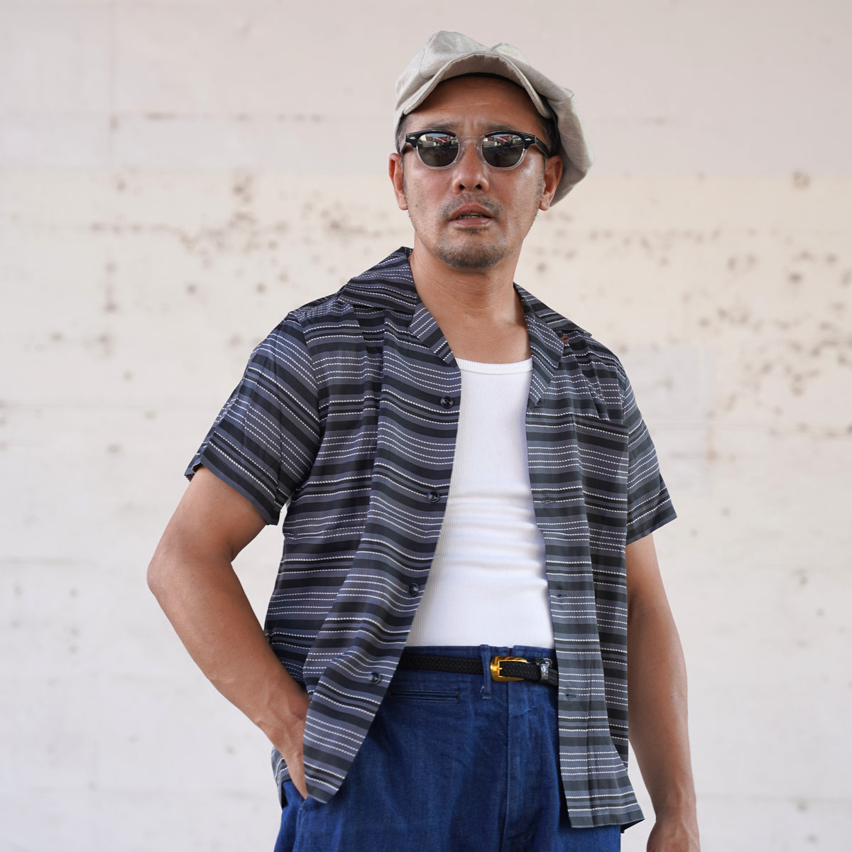 #270111 1950s Rayon Multi Stripe S/S Shirt