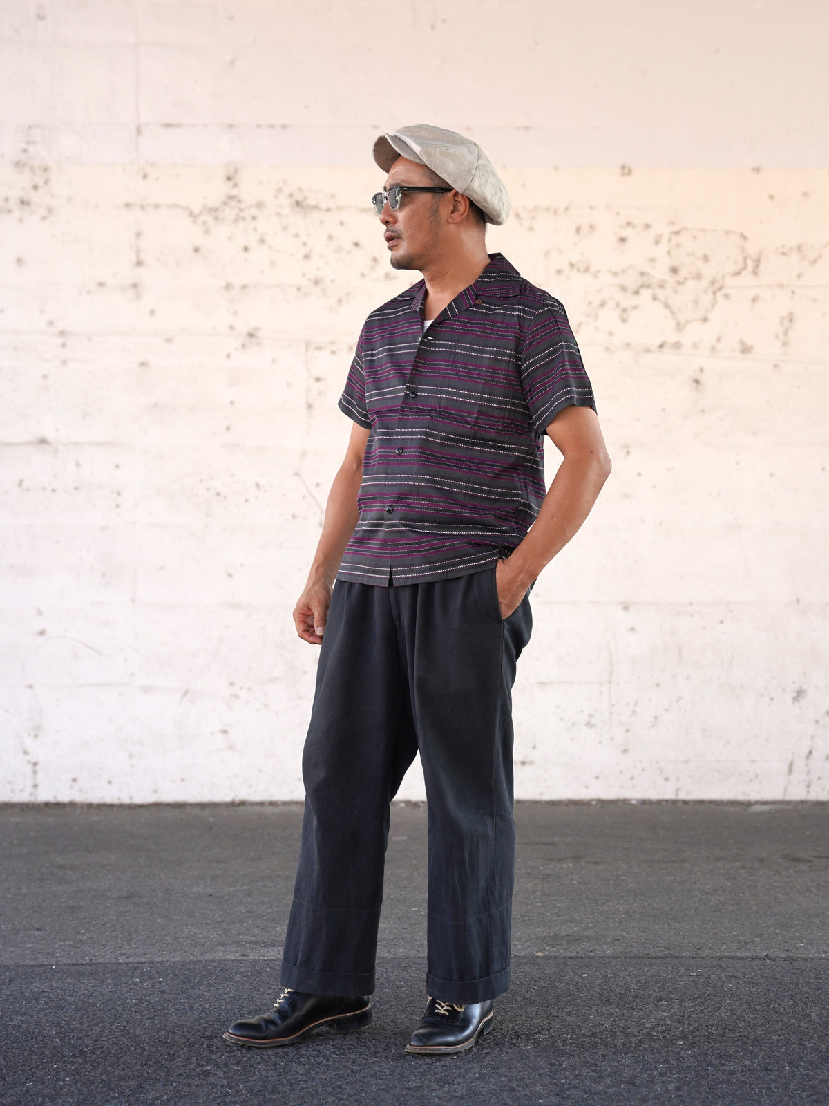 #270111 1950s Rayon Multi Stripe S/S Shirt