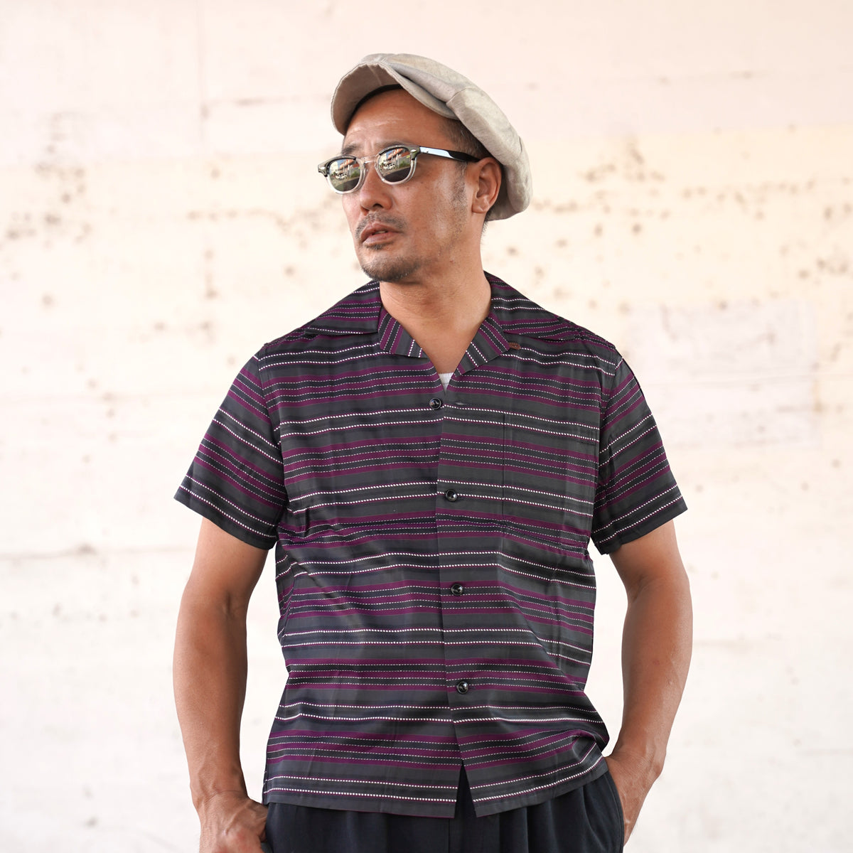 #270111 1950s Rayon Multi Stripe S/S Shirt