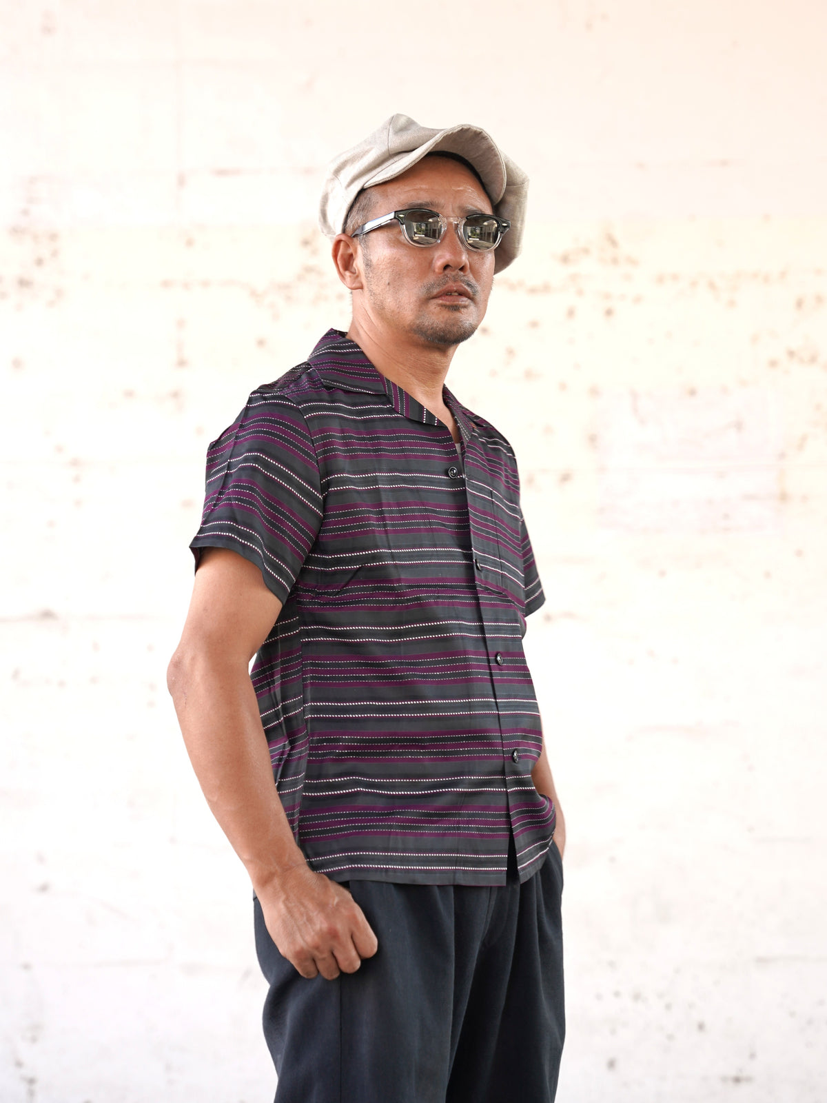 #270111 1950s Rayon Multi Stripe S/S Shirt
