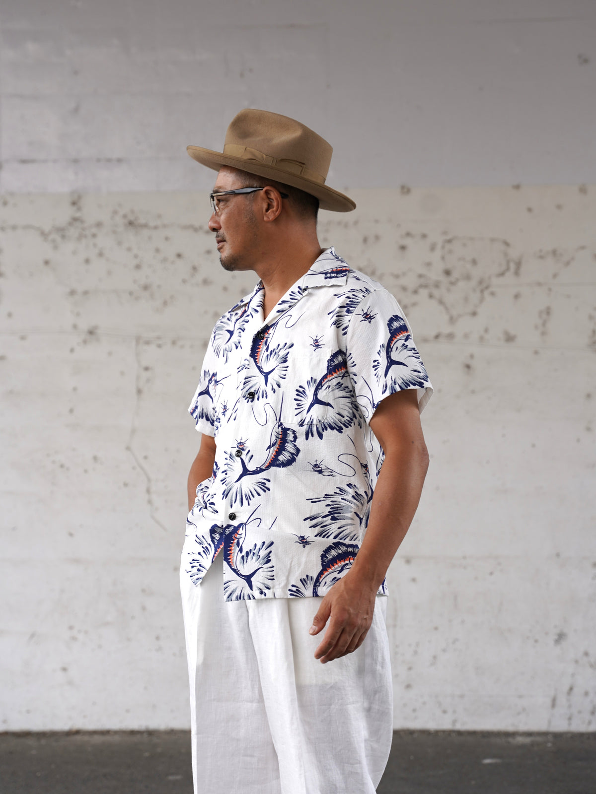 #270112 1950s Seersucker Short Sleeve Shirt - Marlin