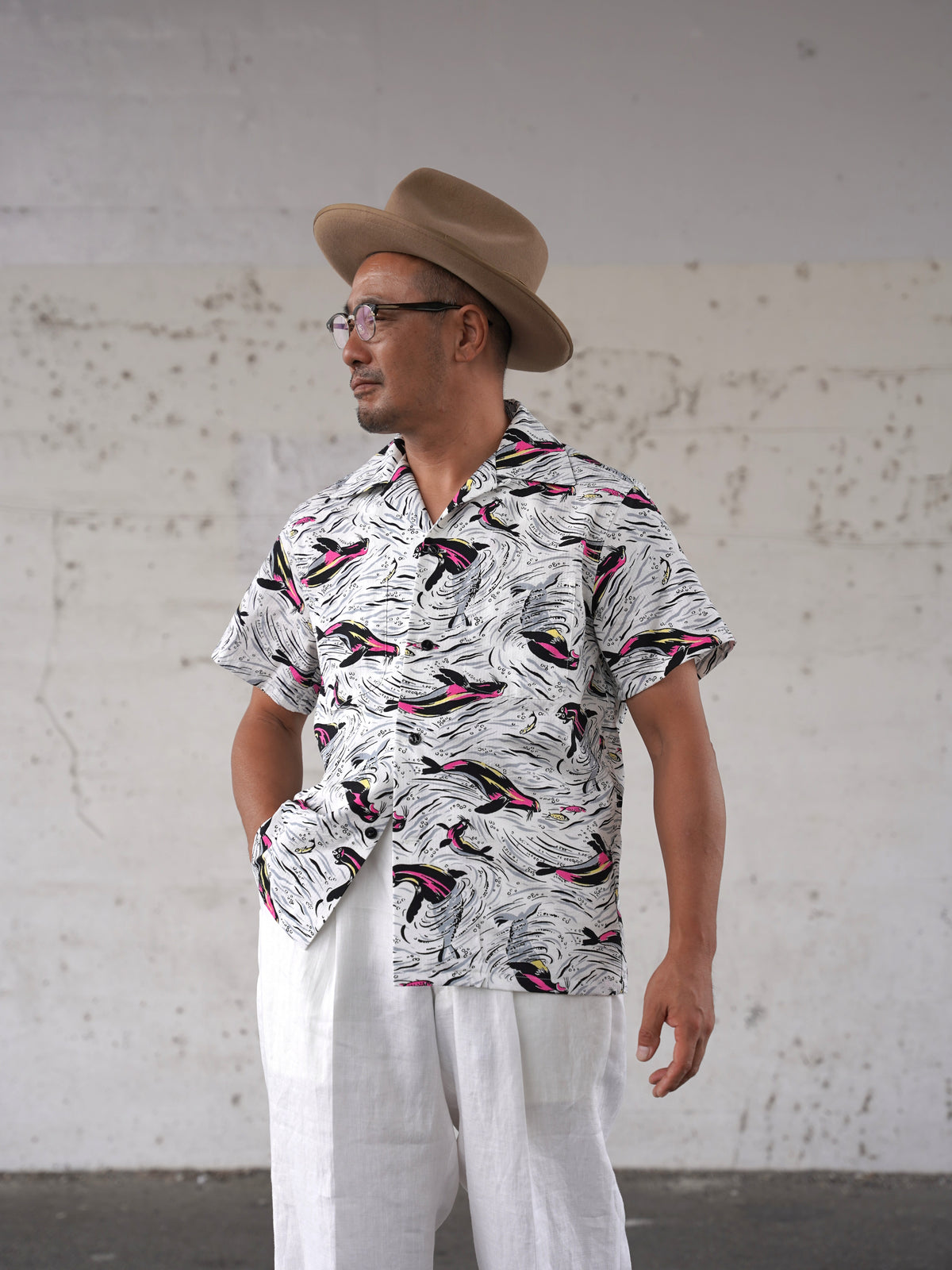 #270113 1950s Seersucker Short Sleeve Shirt - Seal