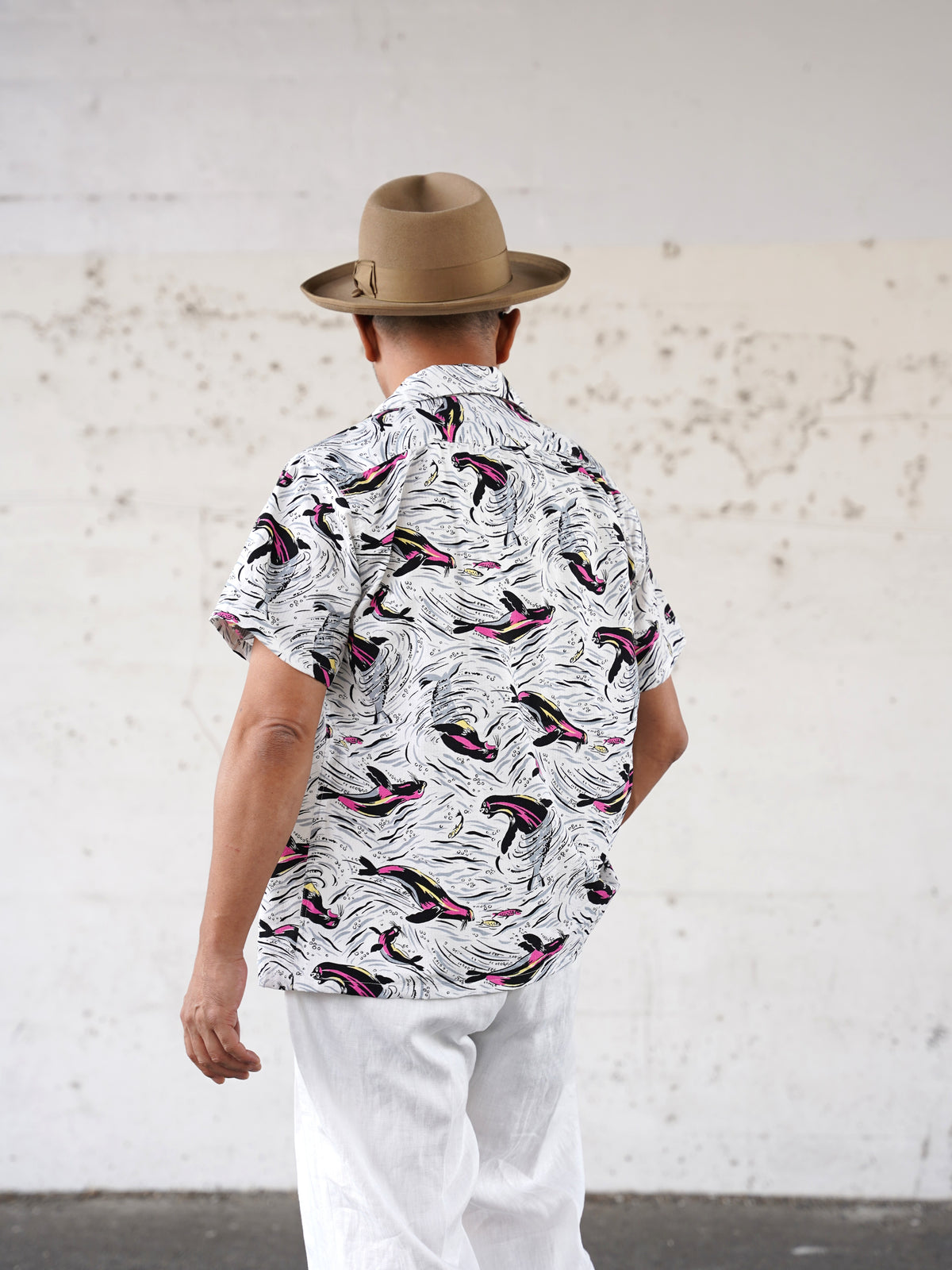 #270113 1950s Seersucker Short Sleeve Shirt - Seal