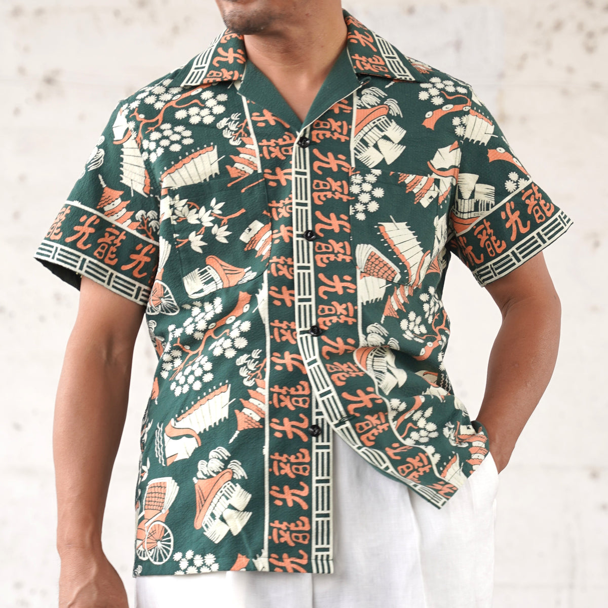 #270114 1950s Seersucker Short Sleeve Shirt - Koryu
