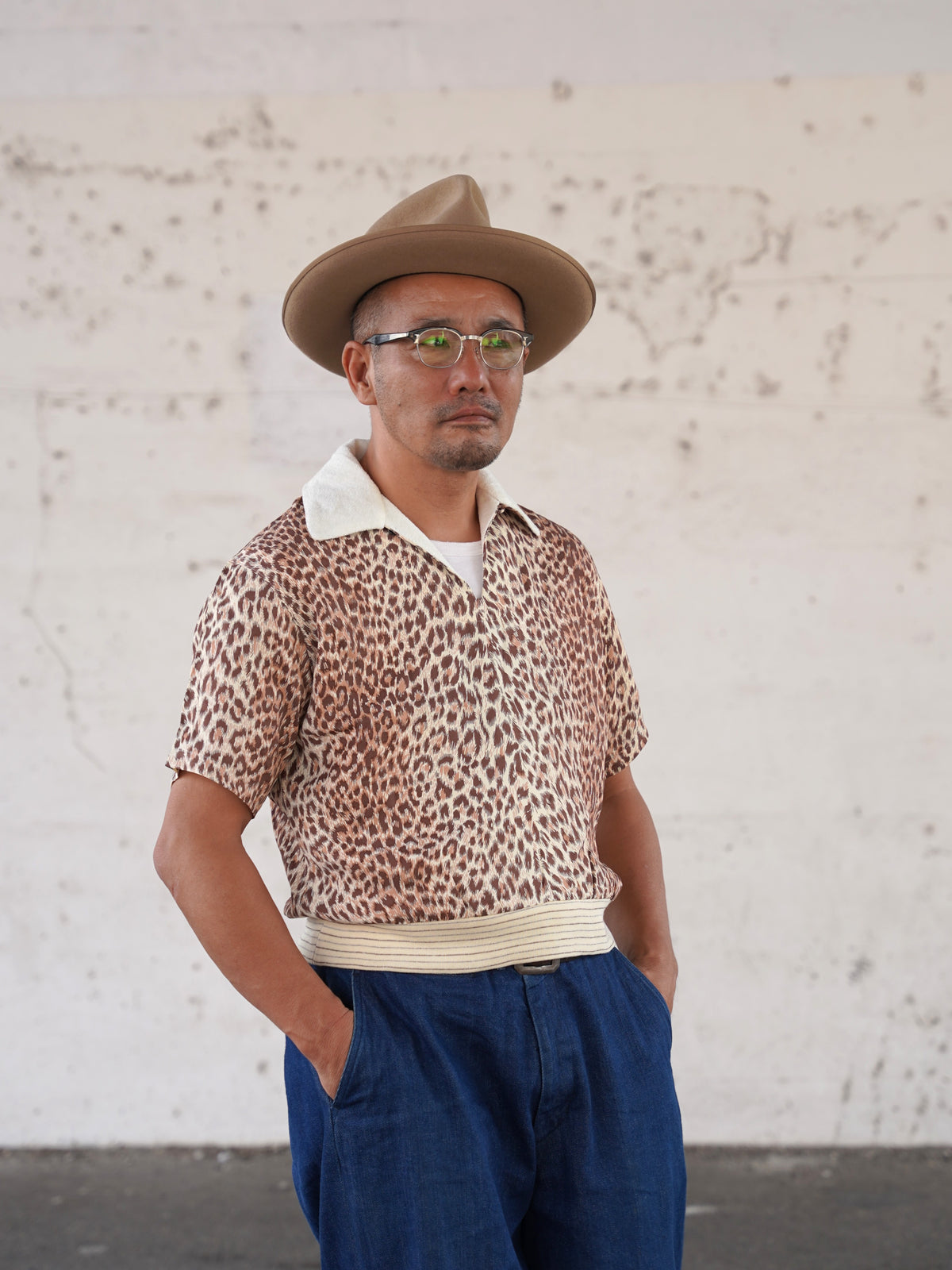 #270115 1950s Leopard Pullover Shirt