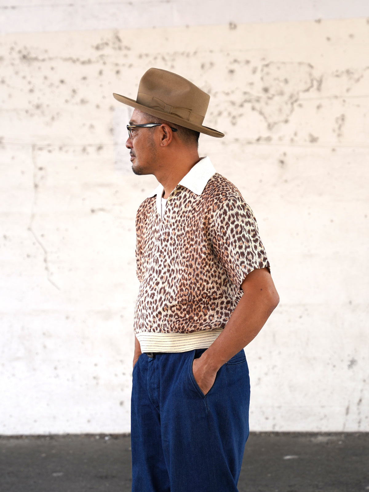 #270115 1950s Leopard Pullover Shirt