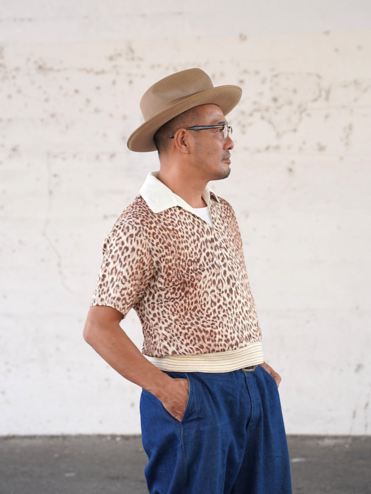 #270115 1950s Leopard Pullover Shirt