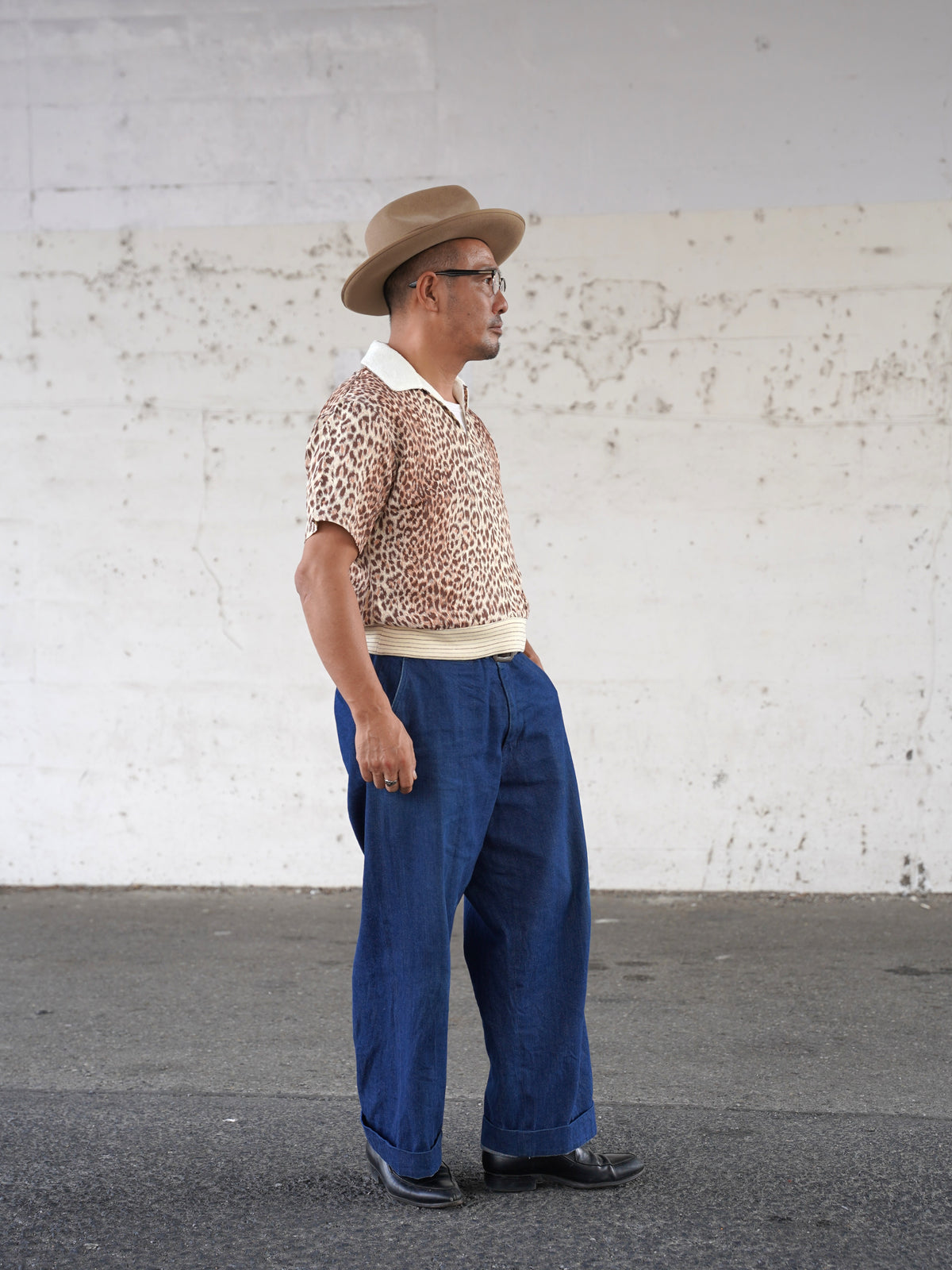 #270115 1950s Leopard Pullover Shirt