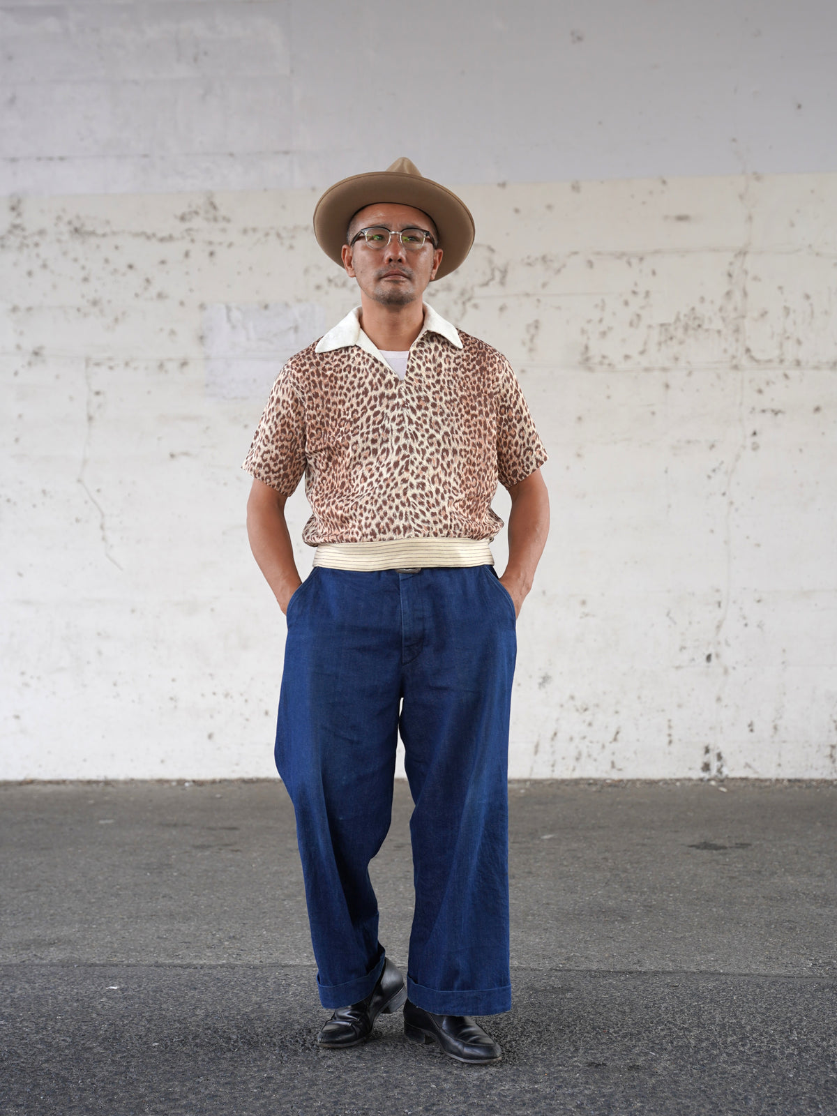 #270115 1950s Leopard Pullover Shirt