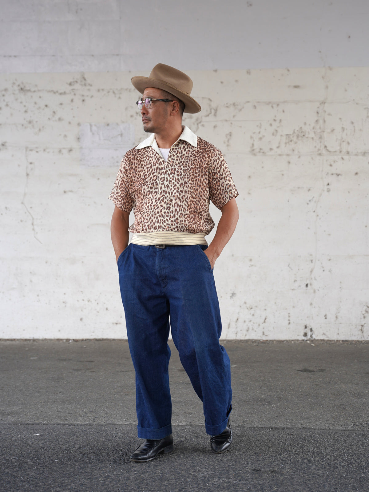 #270115 1950s Leopard Pullover Shirt