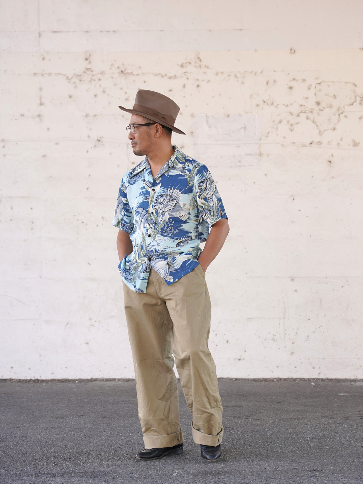 [Order] #270117 1940s Underwater Print Rayon S/S Shirt