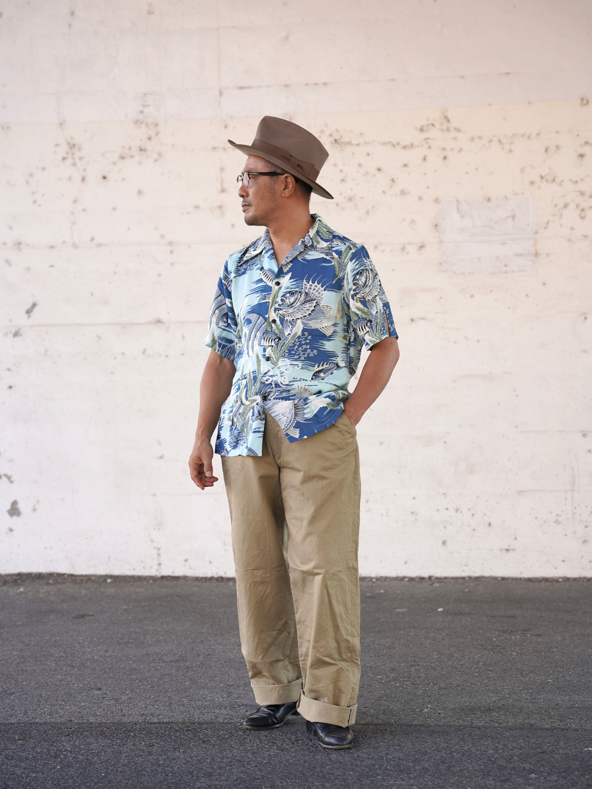 #270117 1940s Underwater Print Rayon S/S Shirt
