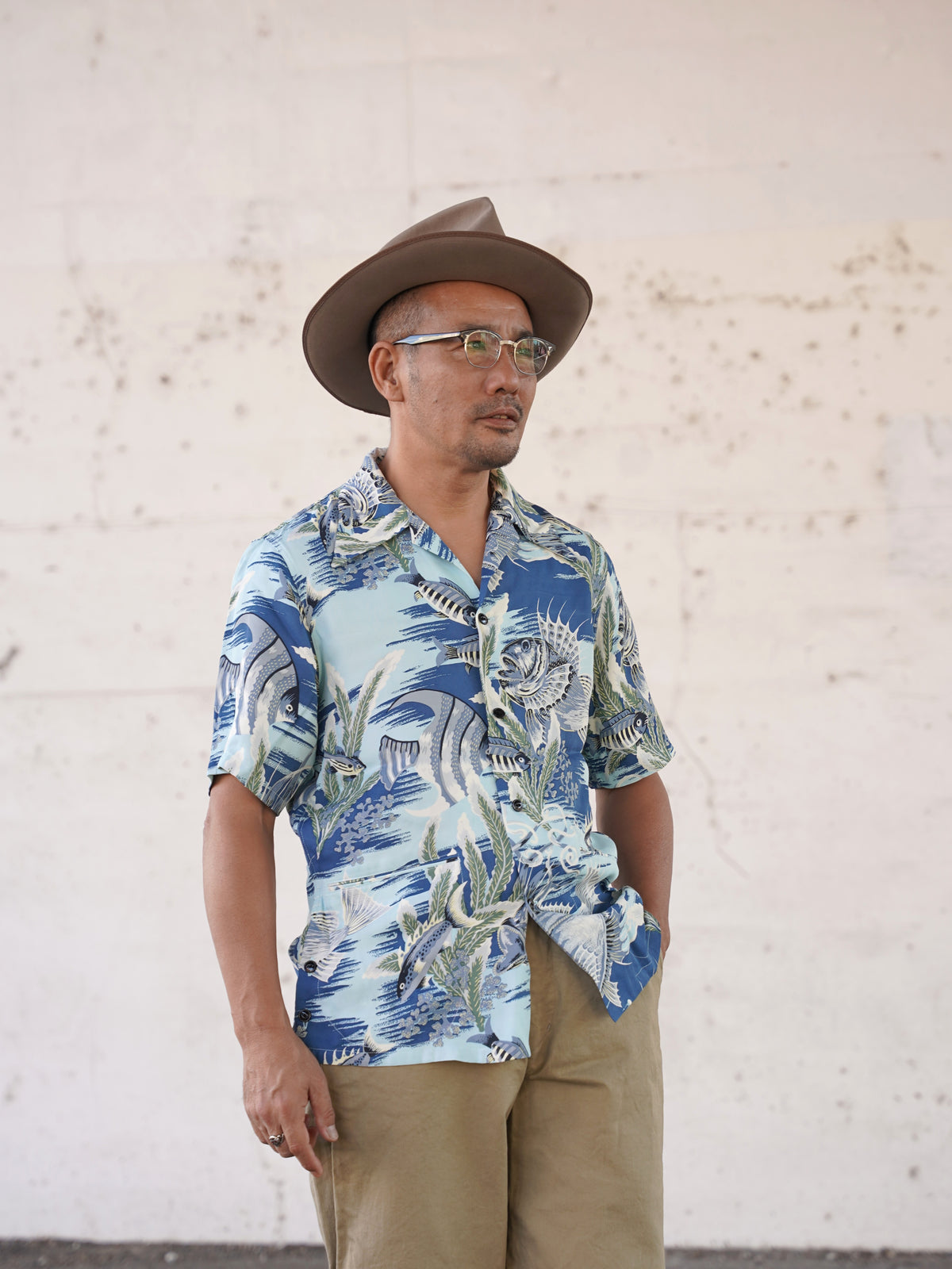 [Order] #270117 1940s Underwater Print Rayon S/S Shirt