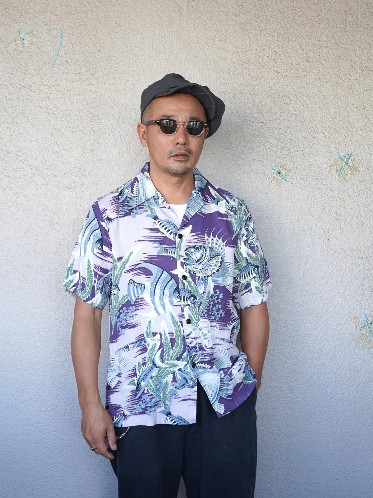 [Order] #270117 1940s Underwater Print Rayon S/S Shirt