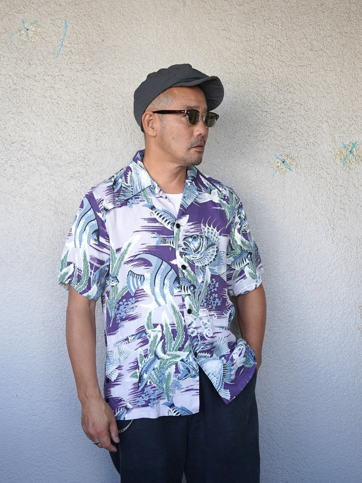 [Order] #270117 1940s Underwater Print Rayon S/S Shirt