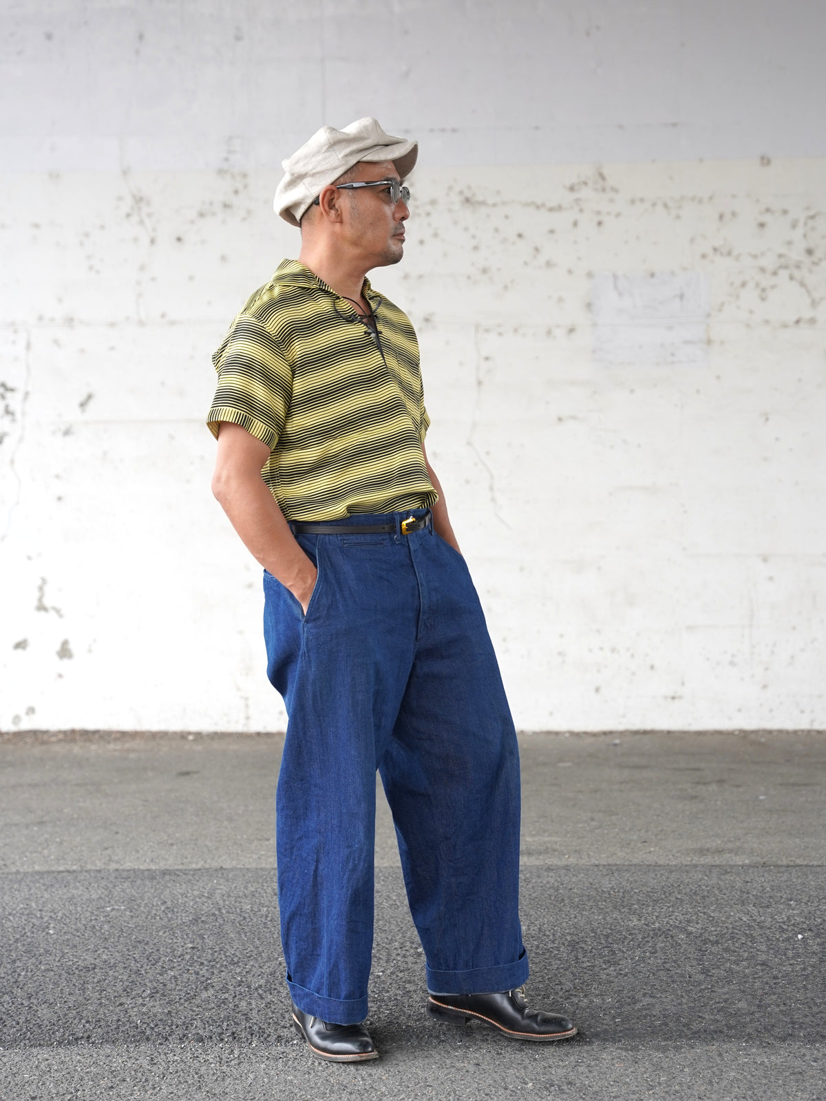 #270122 1950s Lace-Up Border Pullover Shirt