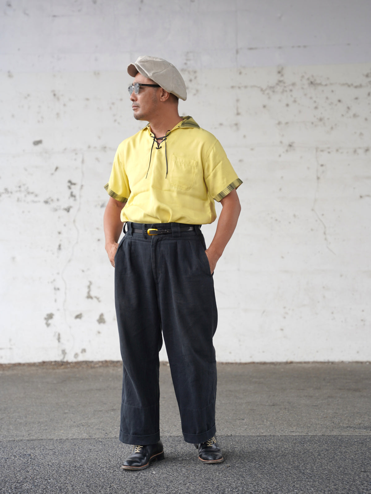 #270123 1950s Lace-Up Pullover Shirt