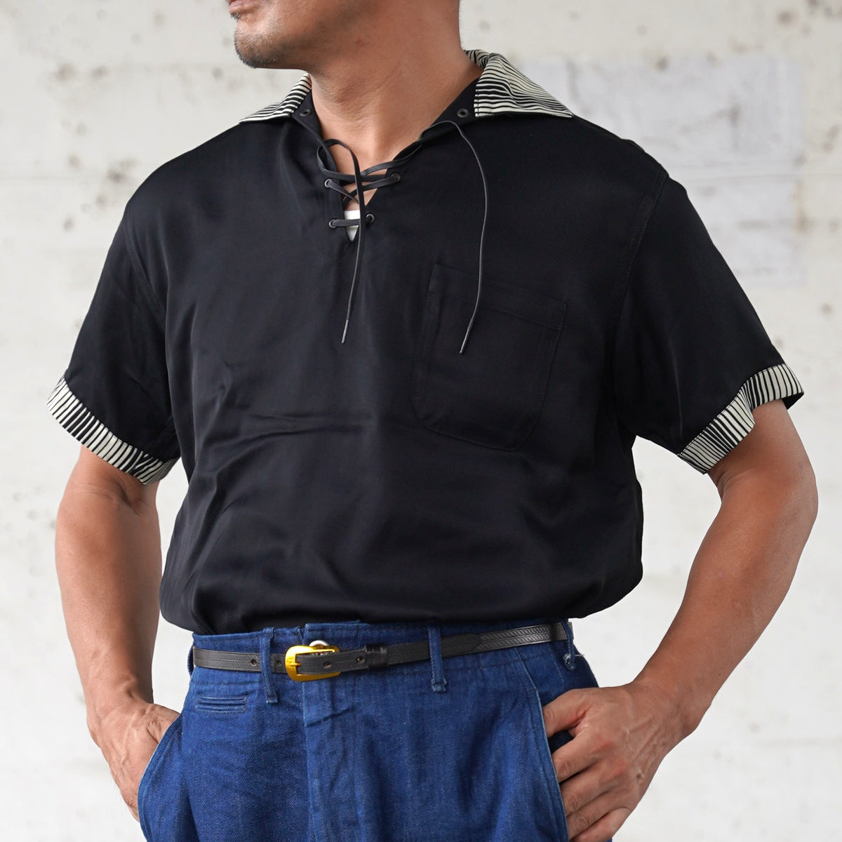 #270123 1950s Lace-Up Pullover Shirt
