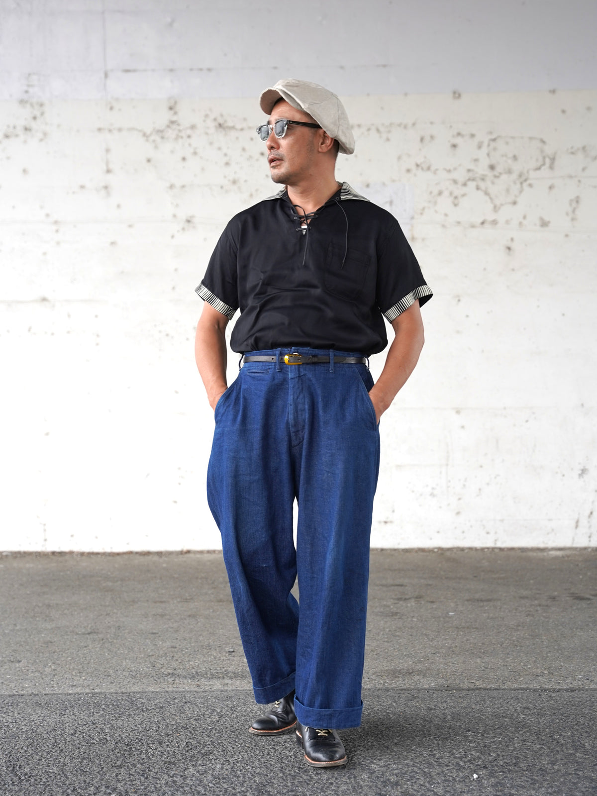 #270123 1950s Lace-Up Pullover Shirt