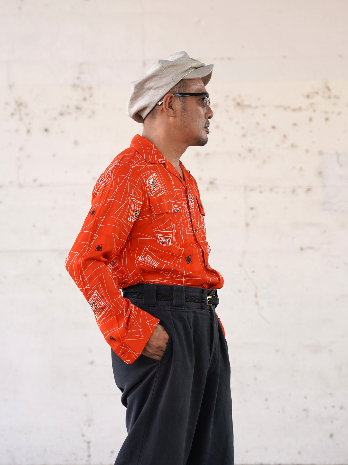 #270125 1950s Rayon L/S Shirt - Atomic Square