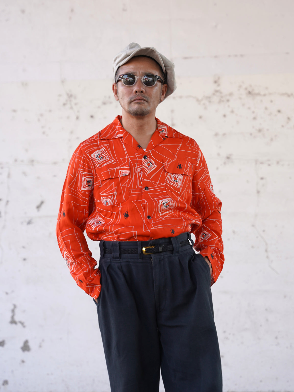 #270125 1950s Rayon L/S Shirt - Atomic Square