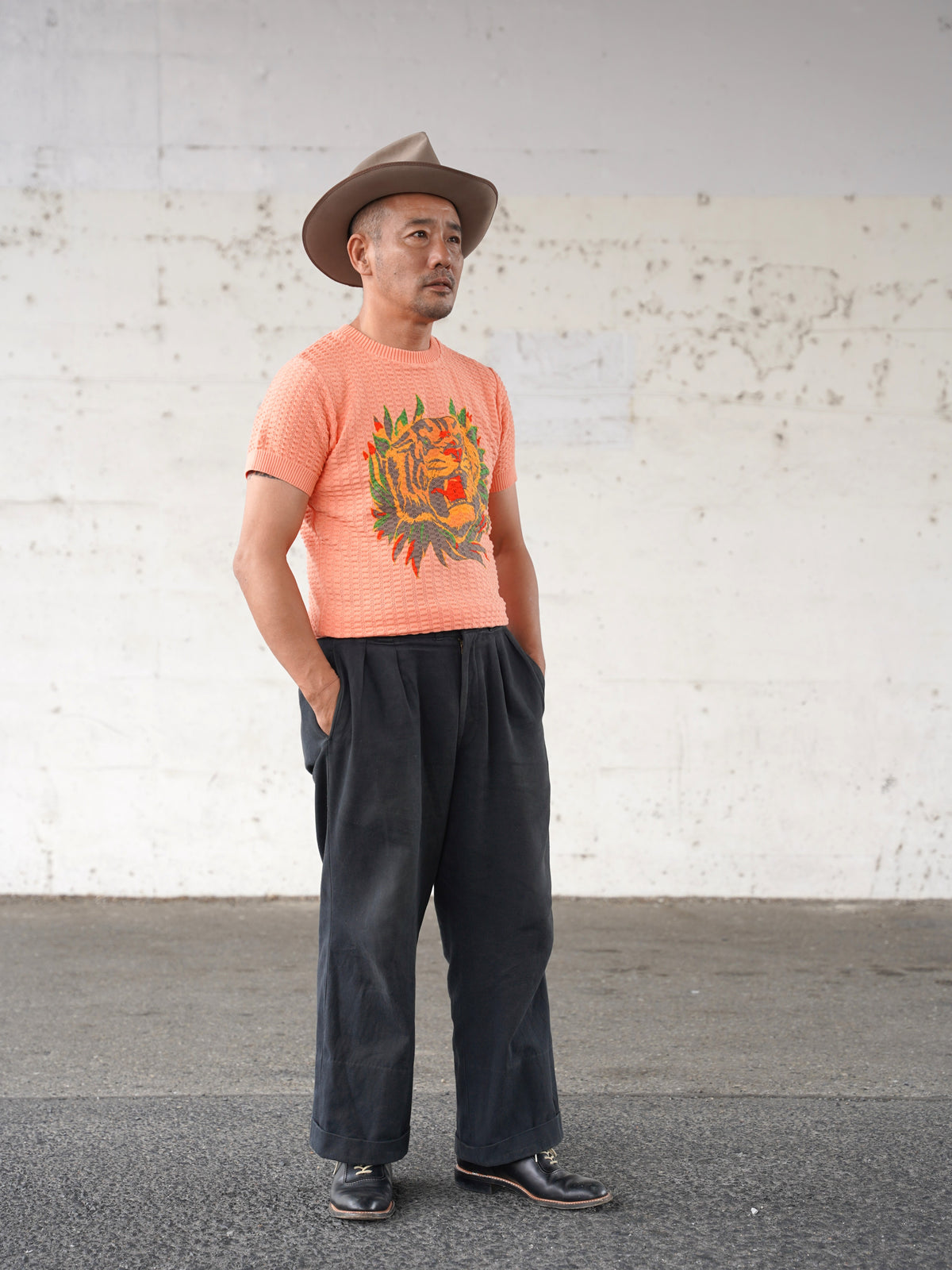 #270201 1950s Tiger Cotton Summer Knit