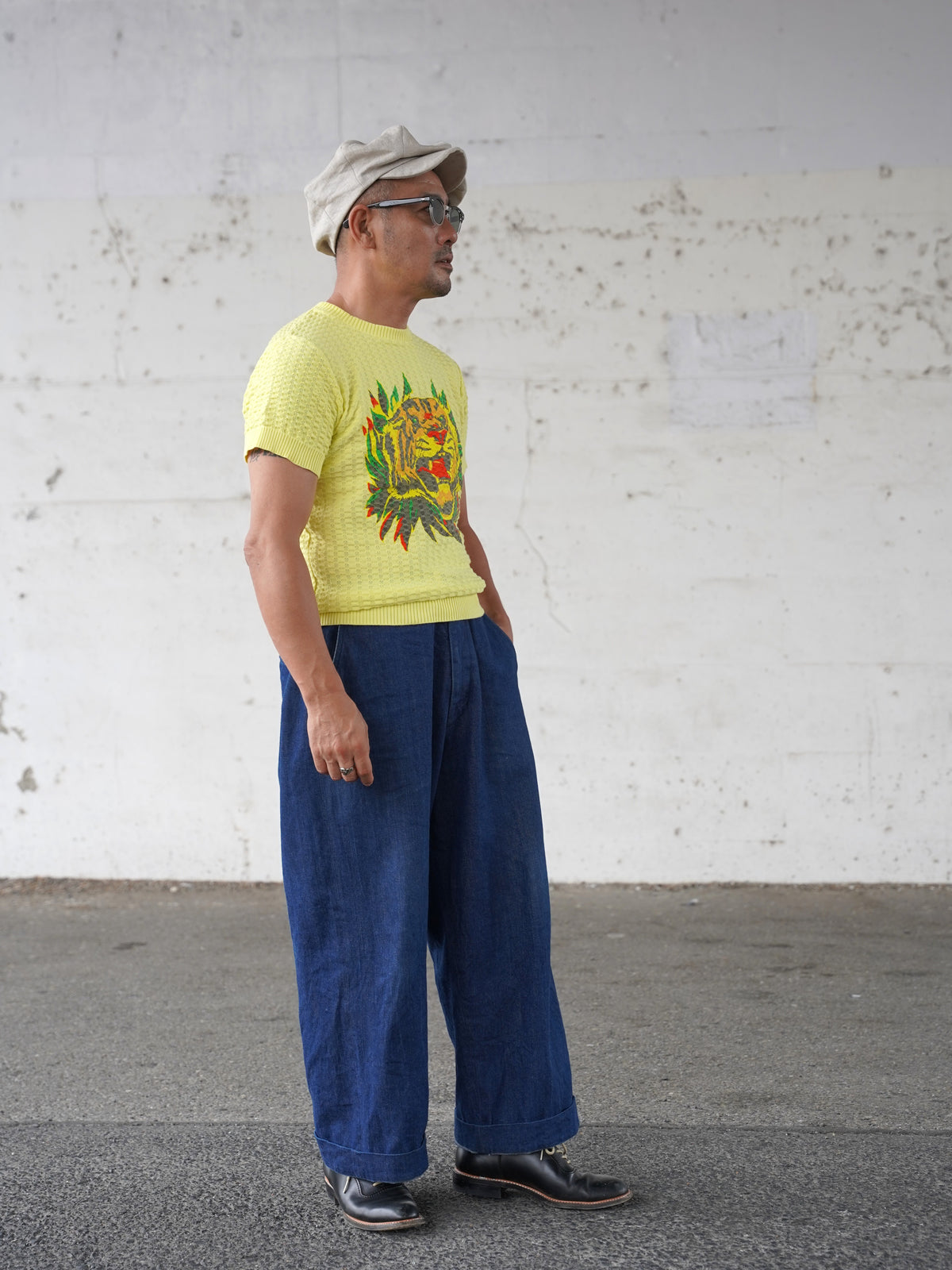 #270201 1950s Tiger Cotton Summer Knit