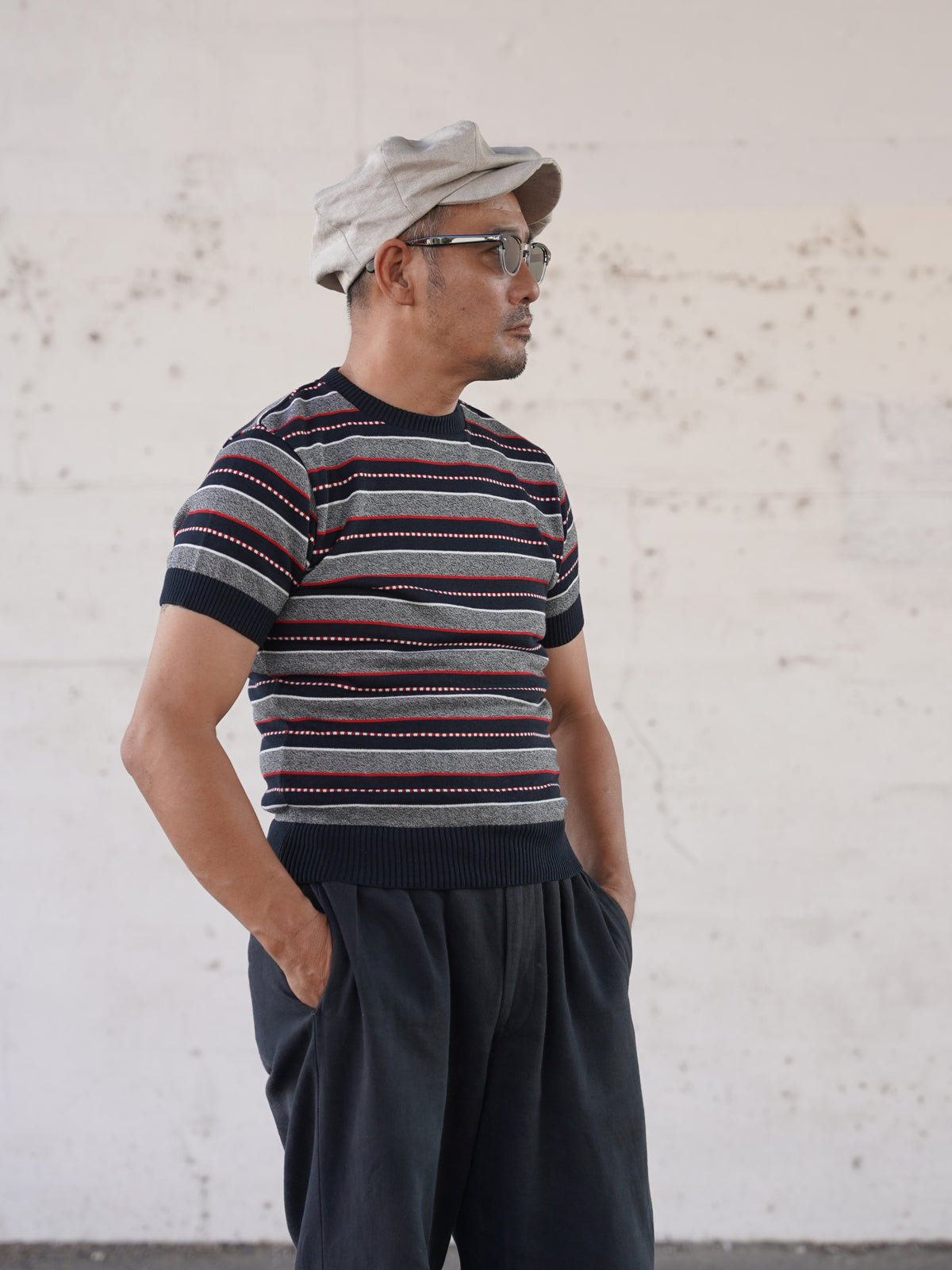 #270203 1950s Multi Border Summer Knit