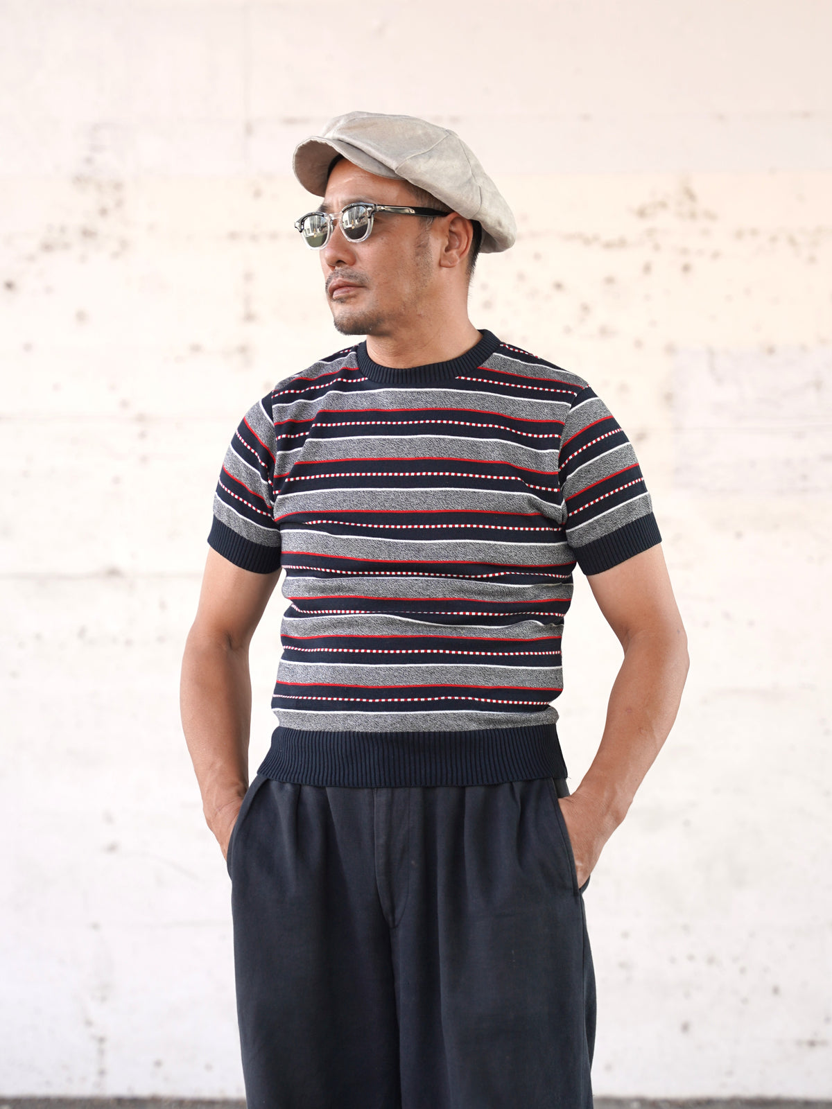 #270203 1950s Multi Border Summer Knit