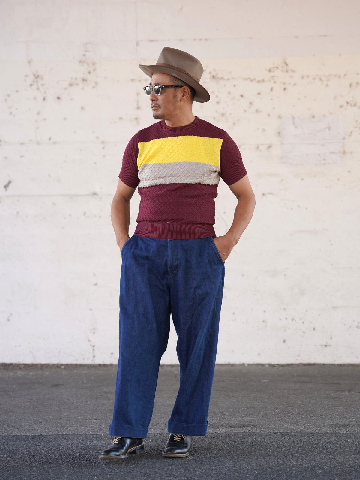 #270204 1950s Color Block Summer Knit